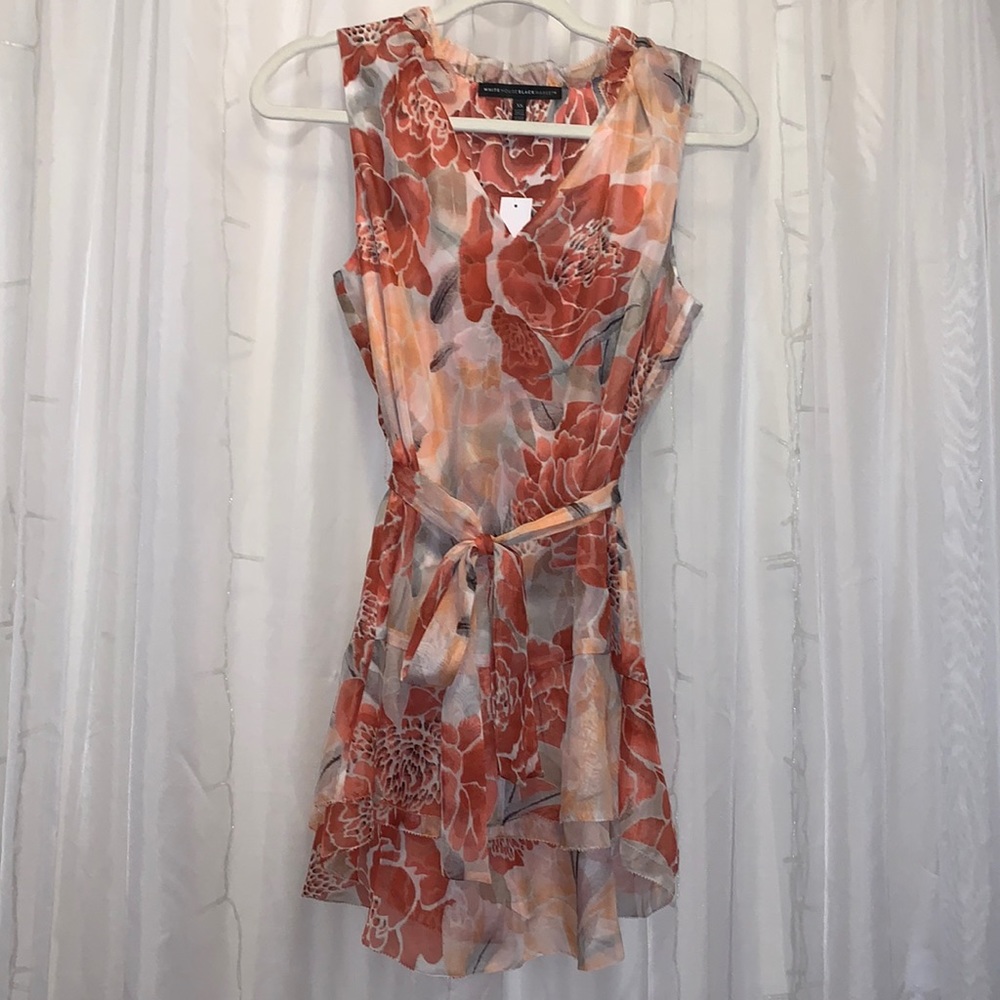 White House Black Market Floral Sleeveless Top - Orange and White